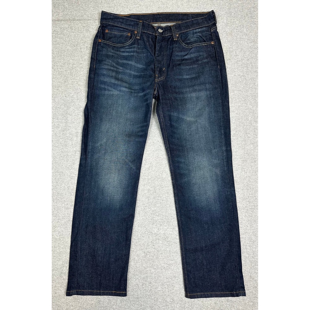 Levis 514 Jeans Mens 34x30 Dark Wash Blue Honeycomb Fade Stretch Denim